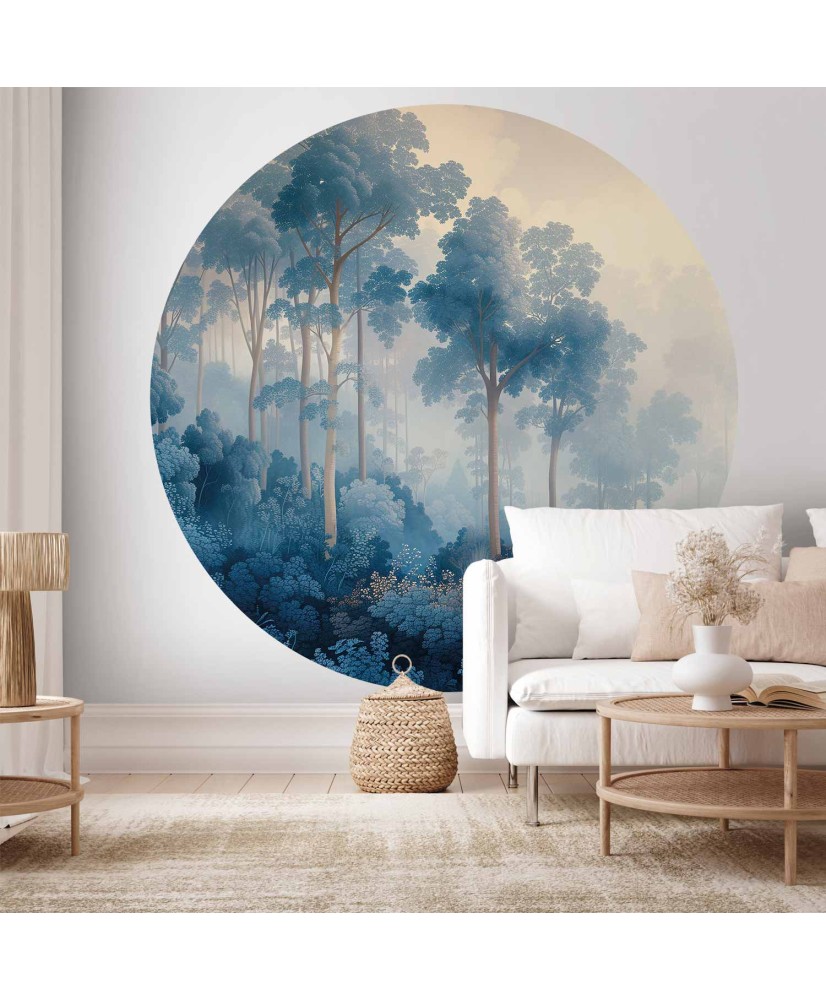 Apvalūs fototapetai - Mėlyno rūko miškas