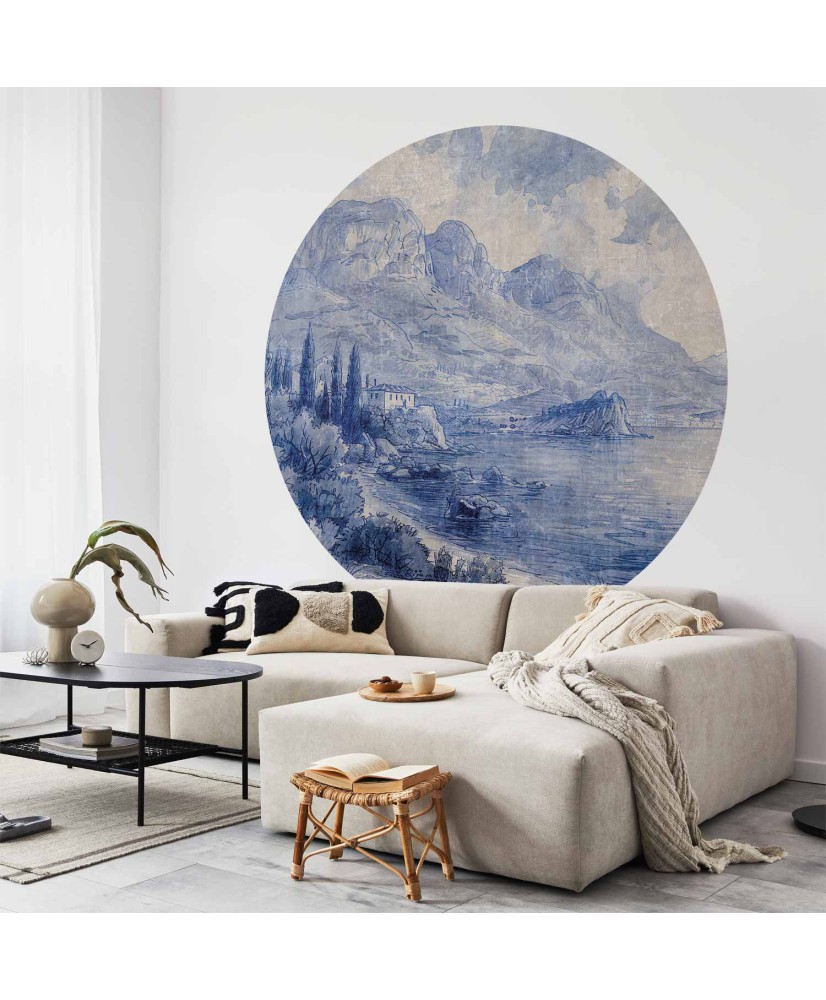 Apvalūs fototapetai - Mėlynoji Komo ežero įlanka