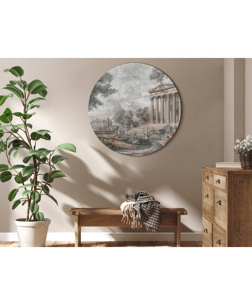 Apvalus paveikslas ant drobės - Šventykla ant kalvos