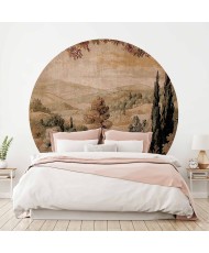 Apvalūs fototapetai - Viduržemio peizažas su kalva ir ežeru