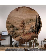 Apvalūs fototapetai - Viduržemio peizažas su kalva ir ežeru