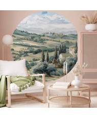 Apvalūs fototapetai - Saulėti žali laukai