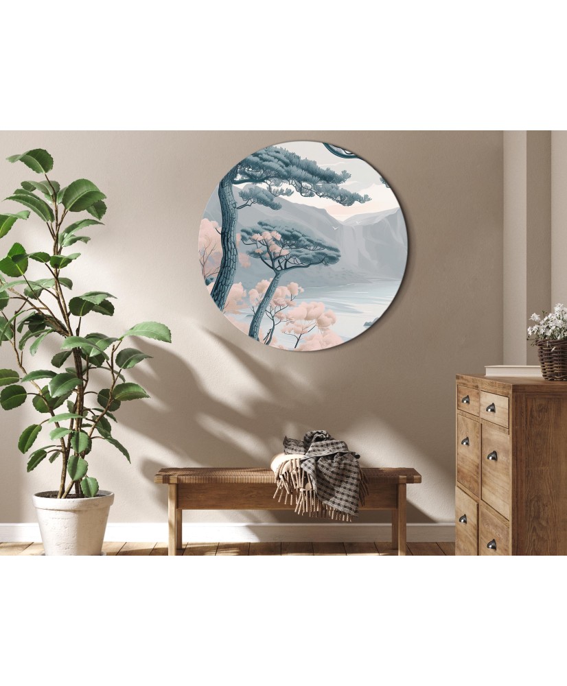 Apvalus paveikslas ant drobės - Švelni mėlynoji pakrantė