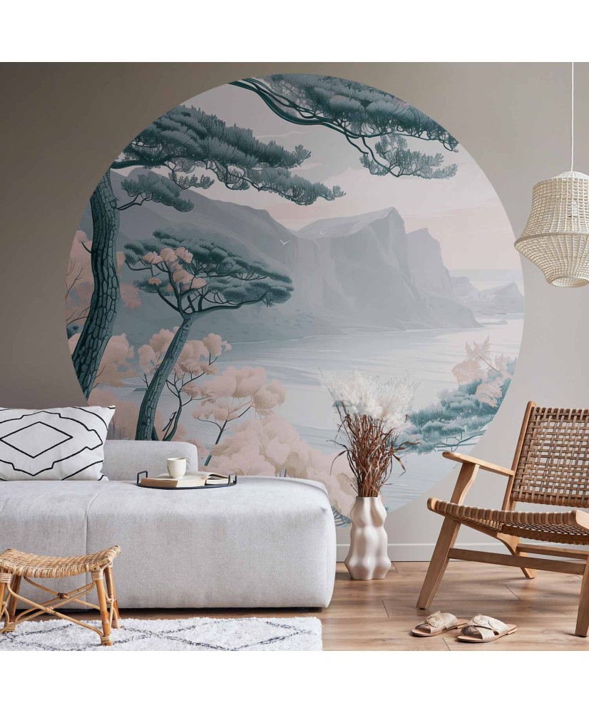 Apvalūs fototapetai - Švelni mėlynoji pakrantė