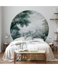 Apvalūs fototapetai - Retro parkas su ežeru