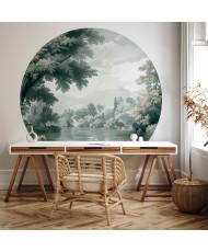 Apvalūs fototapetai - Retro parkas su ežeru