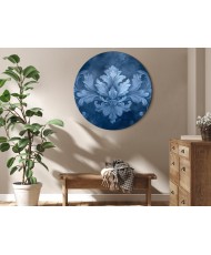 Apvalus paveikslas ant drobės - Tamsiai mėlynas ornamentas šaltais tonais