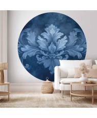 Apvalūs fototapetai - Mėlynas ornamentas šaltais tonais