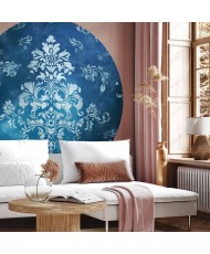 Apvalūs fototapetai - Retro ornamentas blukusio mėlio tonais