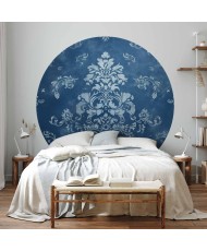 Apvalūs fototapetai - Retro ornamentas blukusio mėlio tonais