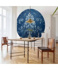 Apvalūs fototapetai - Retro ornamentas blukusio mėlio tonais