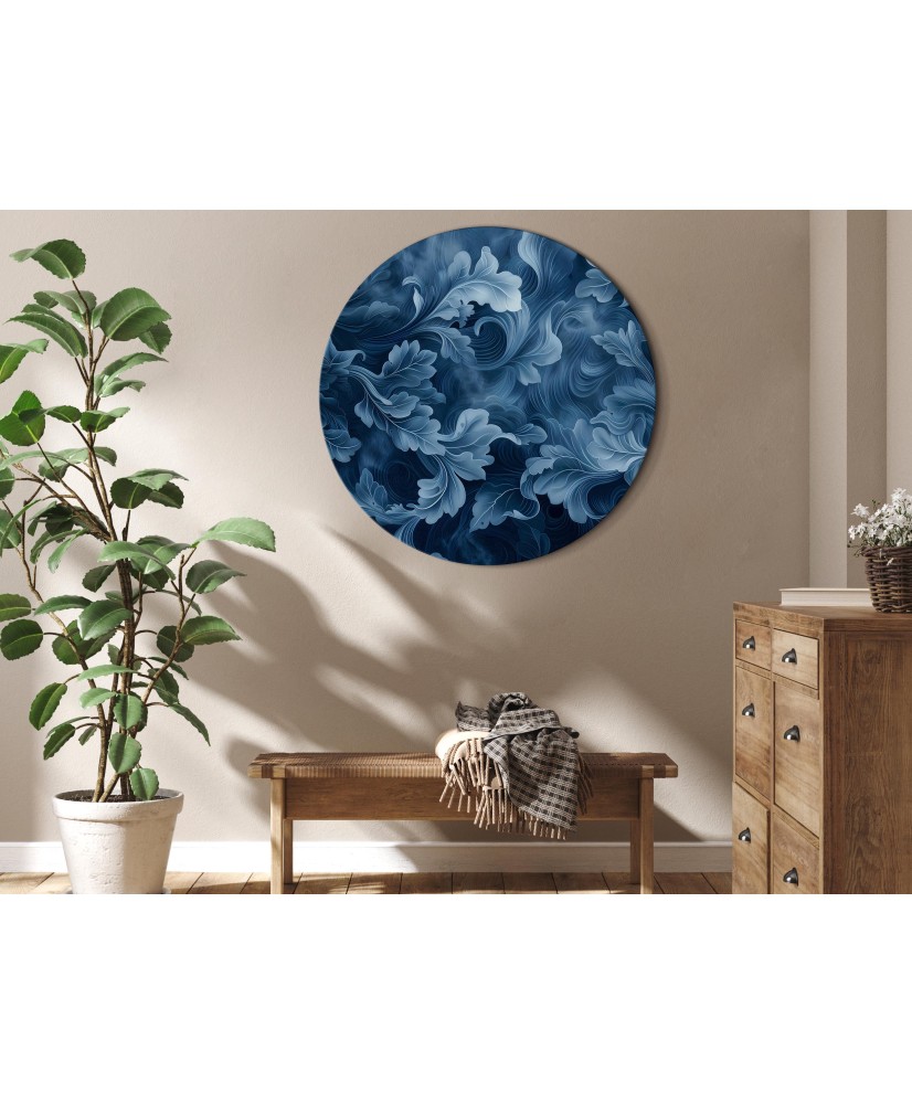 Apvalus paveikslas ant drobės - Tamsiai mėlyni Viktorijos stiliaus ornamentai