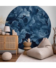 Apvalūs fototapetai - Tankūs tamsiai mėlyni ornamentai