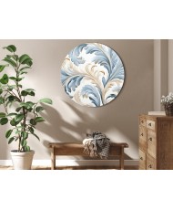 Apvalus paveikslas ant drobės - Šviesūs baroko ornamentai kremiškai mėlyvais tonais