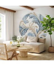 Apvalūs fototapetai - Šviesi baroko vijoklių kompozicija