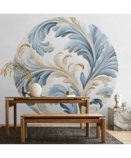 Apvalūs fototapetai - Šviesi baroko vijoklių kompozicija