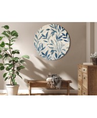 Apvalus paveikslas ant drobės - Subtilus mėlynų lapų motyvas