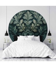 Apvalūs fototapetai - Viktorijos stiliaus lapai tamsiai žaliais tonais