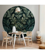 Apvalūs fototapetai - Viktorijos stiliaus lapai tamsiai žaliais tonais