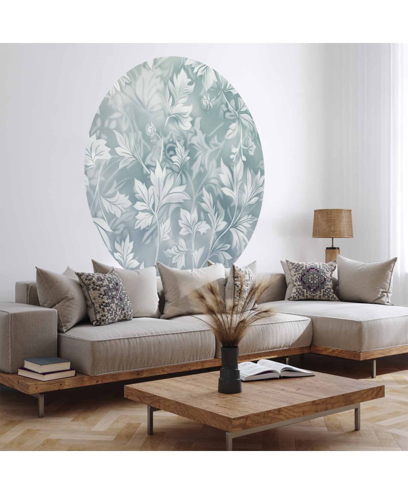 Apvalūs fototapetai - Sendinti gėlių raštai prislopinto turkio tonais