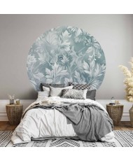 Apvalūs fototapetai - Sendinti gėlių raštai prislopinto turkio tonais