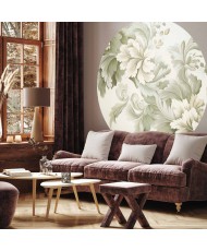 Apvalūs fototapetai - Vintažinės gėlės šviesiais tonais