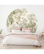 Apvalūs fototapetai - Vintažinės gėlės šviesiais tonais