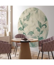 Apvalūs fototapetai - Akvareliniai žali ir smėliniai lapai