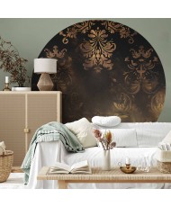 Apvalūs fototapetai - Tamsūs baroko raštai su aukso akcentais