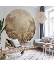 Apvalūs fototapetai - Raižyti ornamentai sepijos tonais