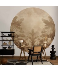 Apvalūs fototapetai - Raižyti ornamentai sepijos tonais