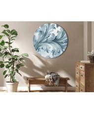 Apvalus paveikslas ant drobės - Akmens baroko ornamentai pilkai mėlyvais tonais