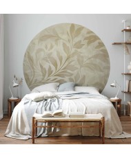 Apvalūs fototapetai - Smėlio spalvos lapai ir vijokliai