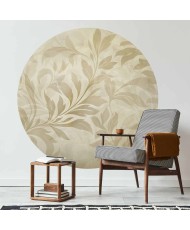 Apvalūs fototapetai - Smėlio spalvos lapai ir vijokliai