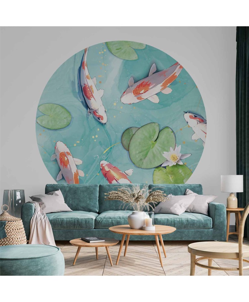 Apvalūs fototapetai - Tvenkinys Japonijoje