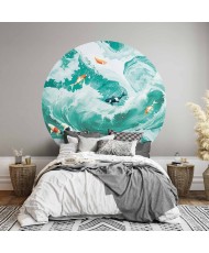 Apvalūs fototapetai - Žuvys ir bangos