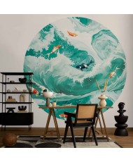 Apvalūs fototapetai - Žuvys ir bangos