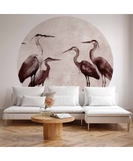 Apvalūs fototapetai - Tušu tapyti garniai