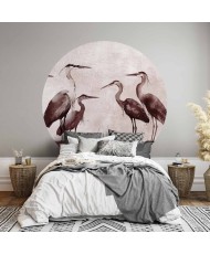 Apvalūs fototapetai - Tušu tapyti garniai