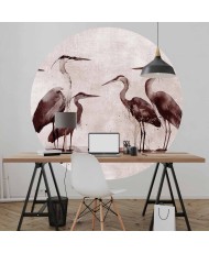 Apvalūs fototapetai - Tušu tapyti garniai