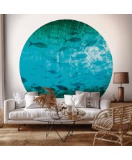 Apvalūs fototapetai - Tamsių žuvų būrys