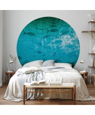 Apvalūs fototapetai - Tamsių žuvų būrys