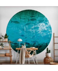 Apvalūs fototapetai - Tamsių žuvų būrys