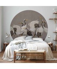 Apvalūs fototapetai - Šokančios gervės