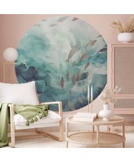 Apvalūs fototapetai - Žuvys vandenyne