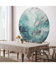 Apvalūs fototapetai - Žuvys vandenyne