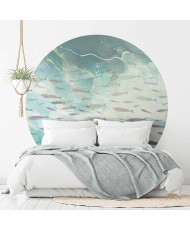 Apvalūs fototapetai - Mažų žuvų pulkas