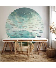 Apvalūs fototapetai - Mažų žuvų pulkas