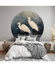 Apvalūs fototapetai - Garniai virš žiemos tvenkinio