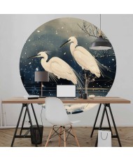 Apvalūs fototapetai - Garniai virš žiemos tvenkinio